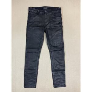 RTA Jeans Womens 26 Black Wax Skinny Low Rise Distressed Stretch Regular Fit